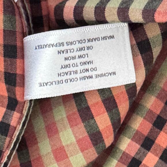 Cutter & Buck Button Down Gingham Check Long Sleeve Brown Shirt Men's Medium - Picture 10 of 10